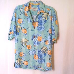 Tommy Bahama Shirt Aqua Print Small